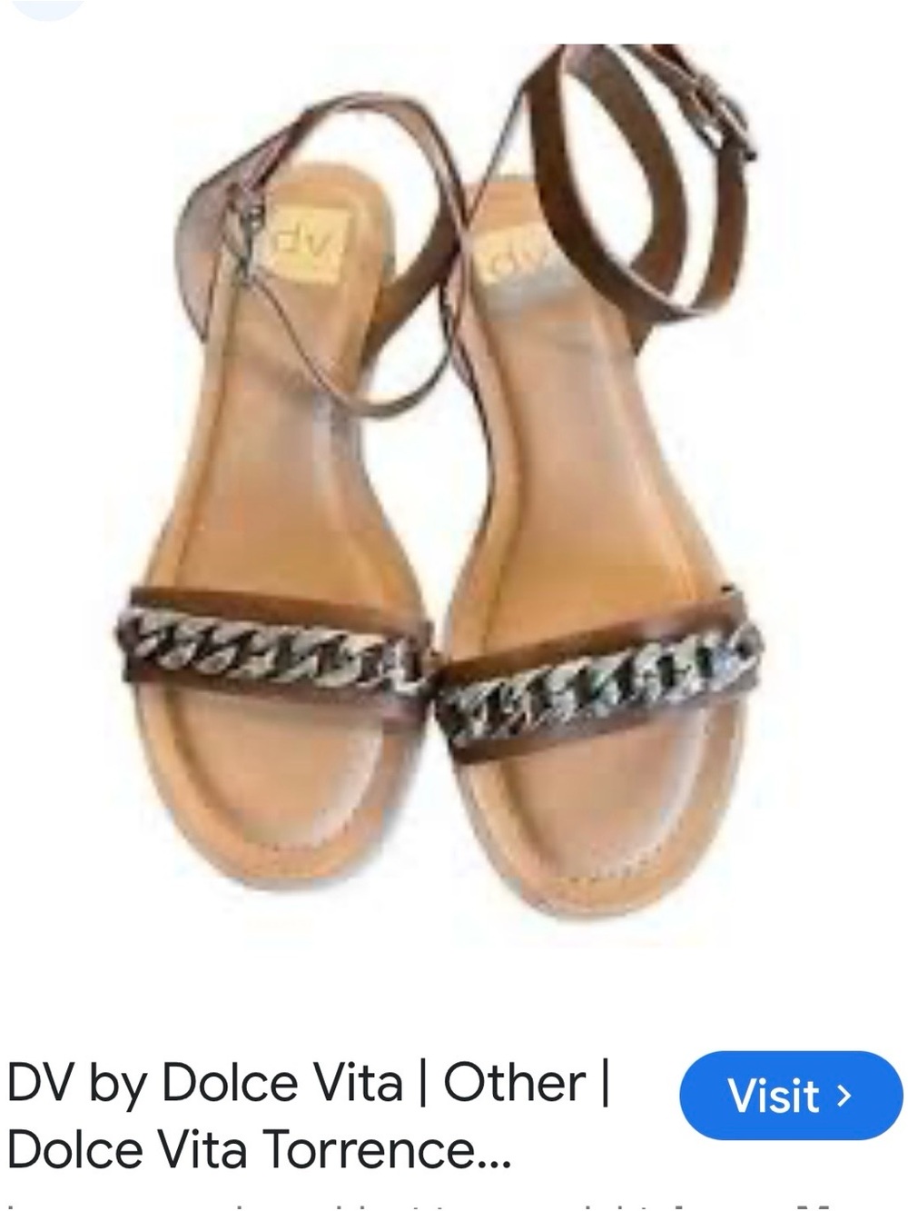 Dolce Vita Black Leather Ankle-Strap Sandals with Silver Chain.sz.11